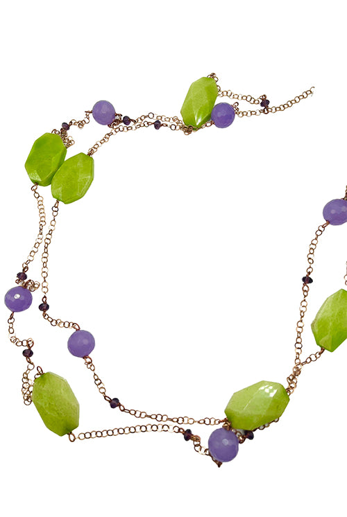 Green & Lilac Quartz Necklace