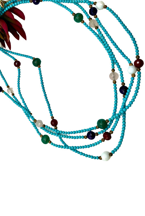 Turquoise & Quartz Multi Strand Necklace