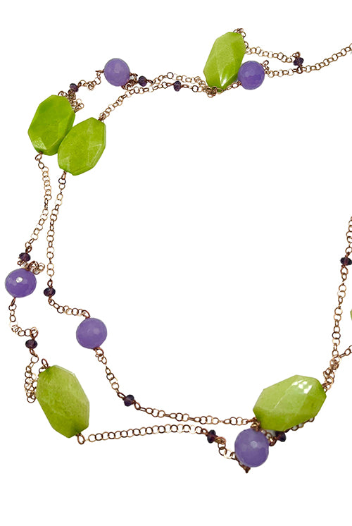 Green & Lilac Quartz Necklace