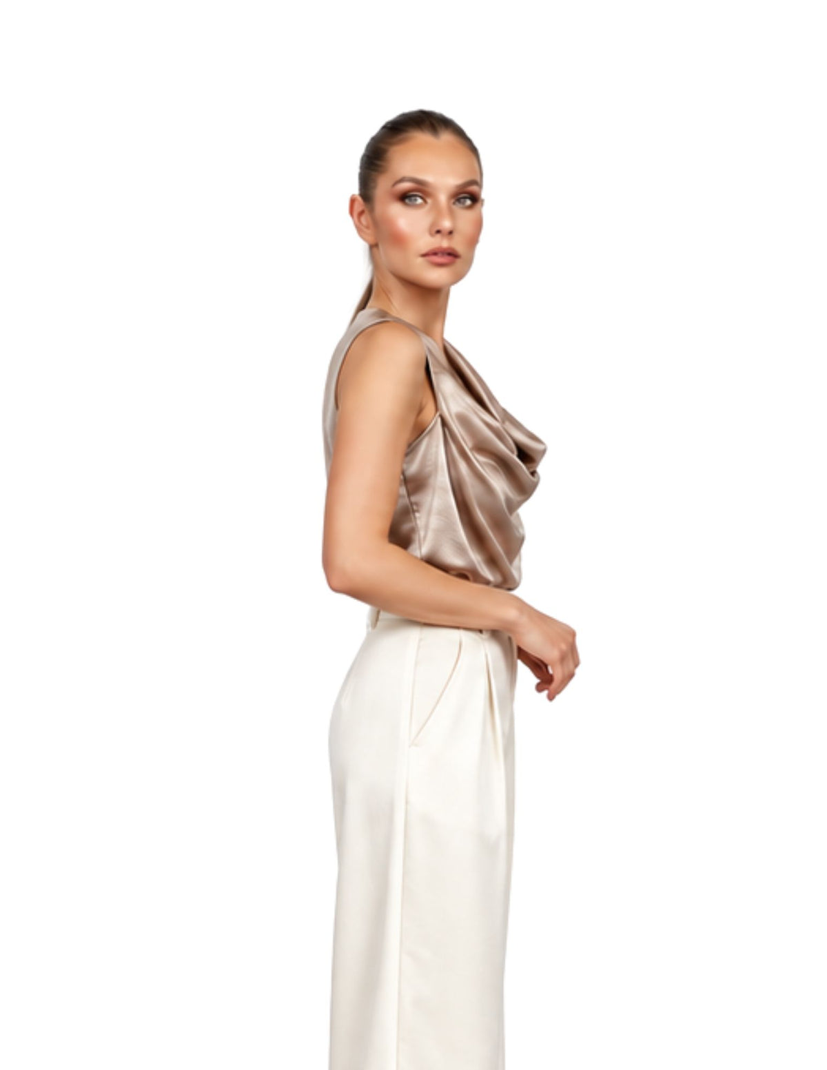LUCENTE — Draped Cowl Blouse